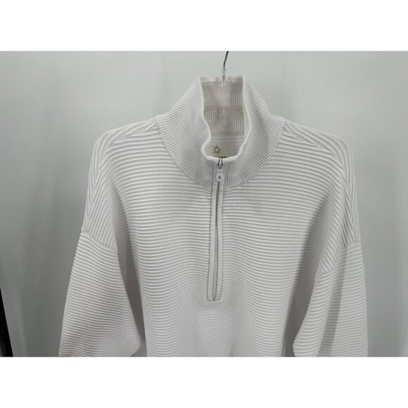 AERIE OFFLINE home stretch quarter zip sweater sweatshirt pullover white mock XL - Picture 2 of 8